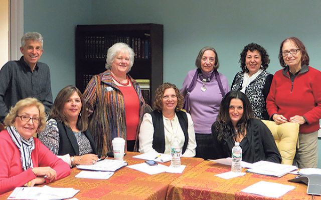 Some of the representatives from the synagogues and agencies partnering in Wilf Community Connects are, from left, Marcia Eisenberg and Maurice Rosenstraus, Anshe Emeth Memorial Temple; Lauren O’Gorman, Toby Ehrlich, Gayle Braunstein, and Rina Richa