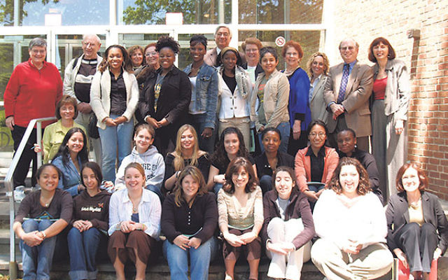 Harriet Sepinwall, far right, back row, with students from the College of Saint Elizabeth before departing for Poland for a March of the Living trip in 2006.