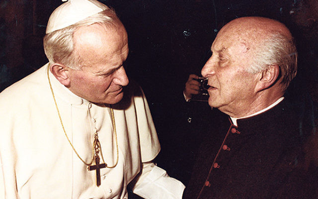Fr. John Oesterreicher, shown at the Vatican with Pope John Paul II, contributed the chapter on Catholicism's bond to the Jewish people in the declaration "Nostra Aetate."
