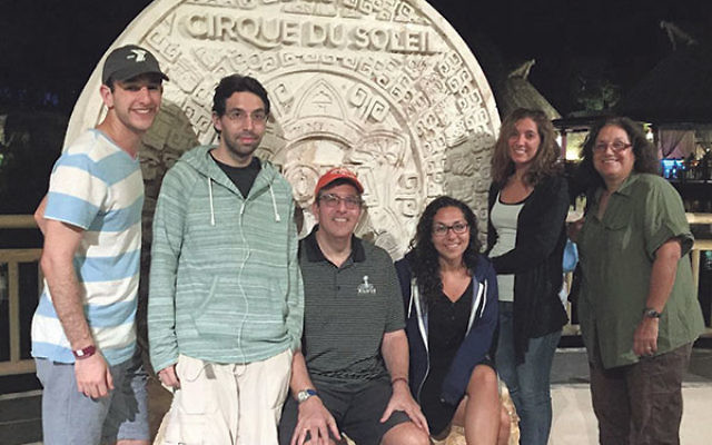 Eric Levenson, second from left, on a vacation with his family in Mexico in 2015; from left, his brother-in-law, David Mirsky; father, Mark; sisters Jessica Levenson Mirsky and Hadassah; and mother, Eta.