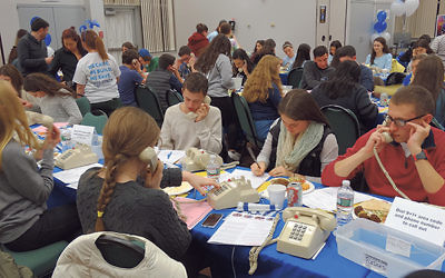 Over 150 teens and college students came to the Aidekman campus in Whippany to support the Super Sunday phonathon.