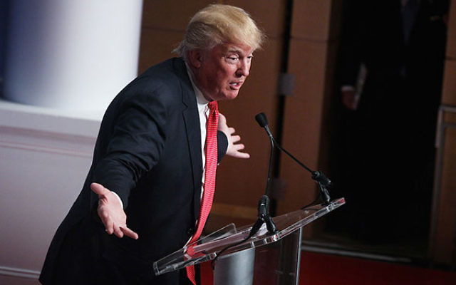 Donald Trump addressing the Republican Jewish Coalition in Washington, D.C., Dec. 3, 2015. (Alex Wong/Getty Images)
