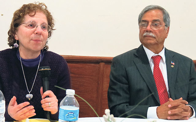 Rabbi Deb Smith of Congregation Or Ha Lev in Mount Arlington and Ali Chaudry, president of the Islamic Society of Basking Ridge, discuss themes of peace in Judaism and Islam. 