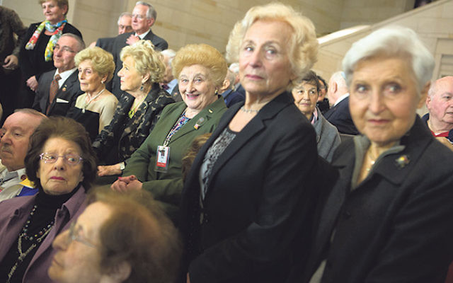 Holocaust survivors attending an event at the U.S. Capitol building in Washington, DC, honoring the victims of Nazi persecution, April 30, 2014.    