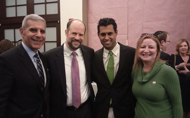 Local leaders attended the Yeshiva at the Jersey Shore dinner including, from left, Senator Joseph Kyrillos, Rabbi Dr. Elie Tuchman, Vin Gopal, and Assemblywoman Joann Downey. Not pictured is Senator Jennifer Beck. Photo courtesy Yeshiva at the Jersey Sho