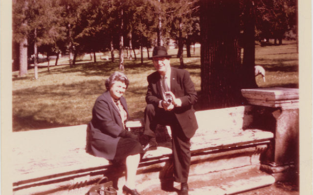 Lillian and Abraham Zapruder, the author’s grandparents, with the Bell and Howell camera he would be using a year later when he captured the assassination of President John Kennedy on film. Photo courtesy the Zapruder family 