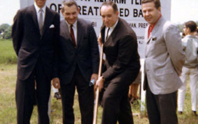 Board members taking part in the 1966 ground breaking at the current location on Hance Avenue in Tinton Falls are, from left, Robert Newman, the late Warren Jailer, Albert Goldstein, and Gerson Friedman, then president of the United Jewish Council of Grea