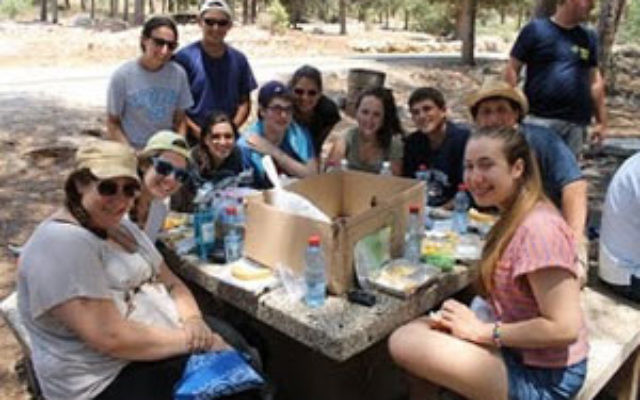 Diller teen fellows have lunch in the Carmel Forest near Haifa. Photo courtesy Diller Teen Fellows