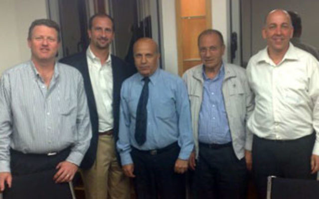 Jeff Cohen, second from left, in Tel Aviv with partners in the UJC Social Venture Fund in March
