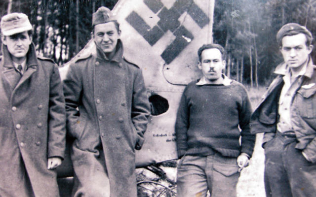 Louis Loevsky, second from right, a lieutenant from Lyndhurst who was awarded the Distinguished Flying Cross, poses with U.S. Army buddies in April 1945. The picture, taken shortly after the soldiers’ release from a prisoner of war camp in Moosberg,