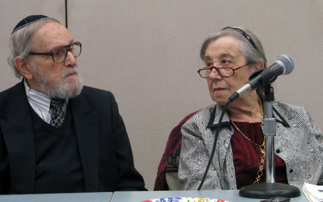 UIke Sommer and her husband, Julius, describe their survival under Nazi occupation of their Ukrainian village at a Lunch and Learn session of the Holocaust Council of MetroWest.