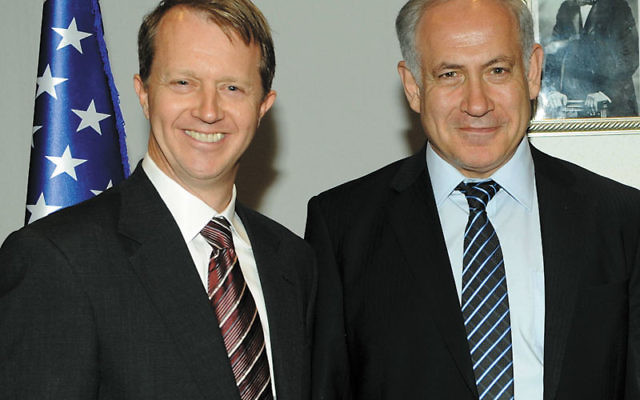 Rep. John Adler, left, with Prime Minister Benjamin Netanyahu during the Democratic congressional delegation’s visit to Israel, August 2009.