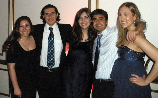 Rising Star students honored at the Rutgers Hillel gala were, from left, Rachel Hodes, Sam Weiner, Lauren Glassman, Mitchell Leff, and Julia Selznick.