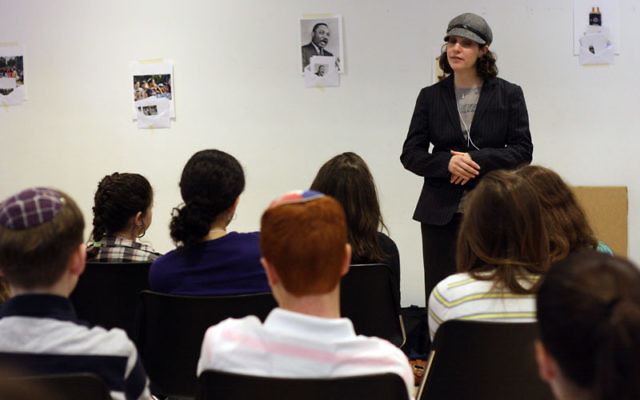 Rabba Sara Hurwitz speaks to middle school students at the JOFA conference March 14.