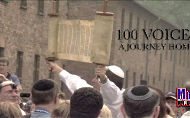 Members of the Cantors Assembly conducted a morning prayer service at Auschwitz during their trip to Poland documented in 100 Voices: A Journey Home. Photo courtesy of Mod Three Productions