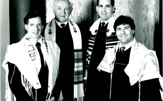 Hazzan Arthur Katlin, right, with fellow Mercer County cantors, from left, Robert Freedman, David Wisnia, and Stuart Binder, in 1992