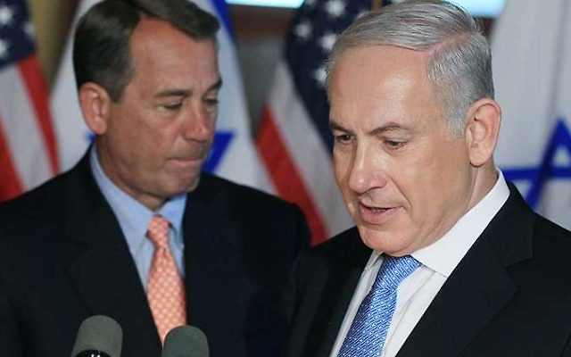 Israeli Prime Minister Benjamin Netanyahu, right, and House Speaker John Boehner (R-OH) address the media at the U.S Capitol on May 24, 2011 in Washington, DC. Netanyahu had earlier delivered a speech to a joint meeting of Congress. (Mark Wilson/Getty Ima