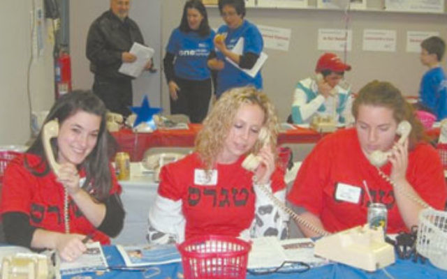 Students from Rutgers Hillel make phone calls at the Jewish Federation of Greater Middlesex County’s 2008 Super Sunday. This year, the fund-raiser will be held Nov. 22.