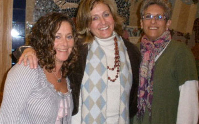 Jill Zinckgraf, center, spoke at Anshe Emeth Memorial Temple about her work with victims of domestic violence. With her is Susan Kohn, left, and Roberta Stone.