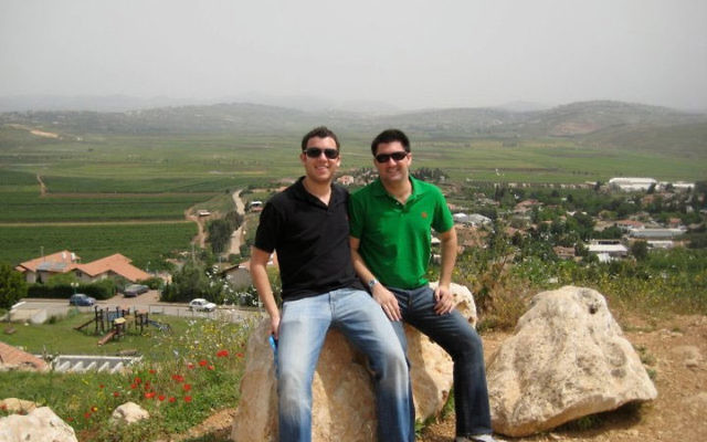 The Block brothers — Jourdan, left, and Bradley — on the border with Syria during the Start-Up Nation mission to Israel, where they met with top business leaders and entrepreneurs. Photos courtesy Bradley Block