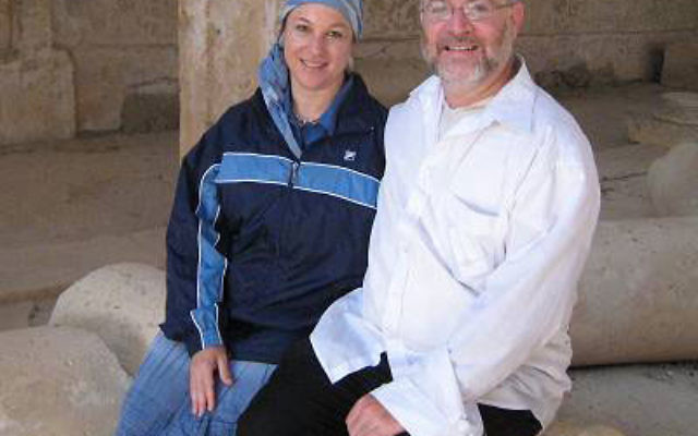 Itamar Mayor Moshe Goldsmith, shown in Israel with his wife, Leah, spoke in Highland Park and Edison about the March 11 murder of the Fogel family by terrorists. Photo courtesy Friends of Itamar