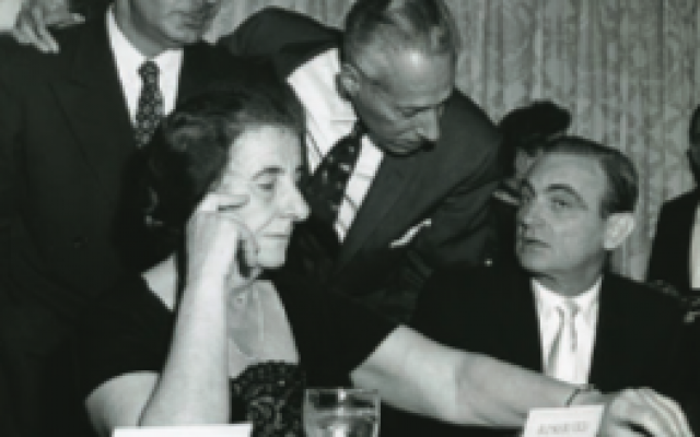 Golda Meir at United Jewish Appeal of Greater New York Inaugural Din- ner in 1959. WIKIMEDIA COMMONS