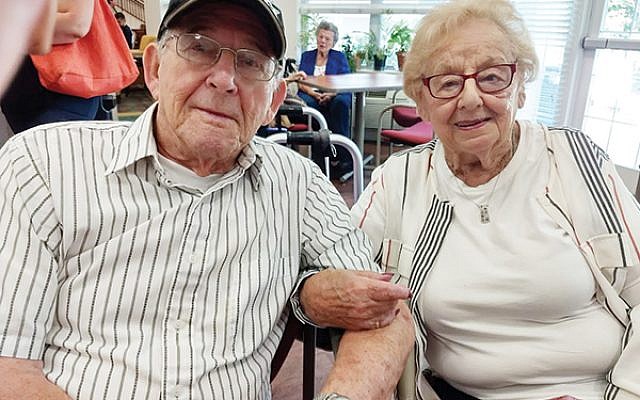 Sandy and Harriett Kransky celebrated 75 years of marriage at a party thrown in their honor at the Stein Residence for Assisted Living in Somerset. Photo by Debra Rubin