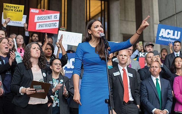 Alexandria Ocasio-Cortez speaks at an Oct. 1 rally in Boston to protest Judge Brett Kavanaugh’s nomination. Scott Eisen/Getty Images