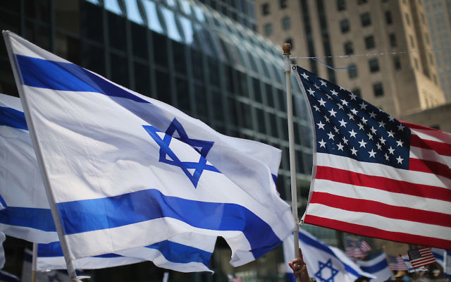 Israeli and American flags. JTA
