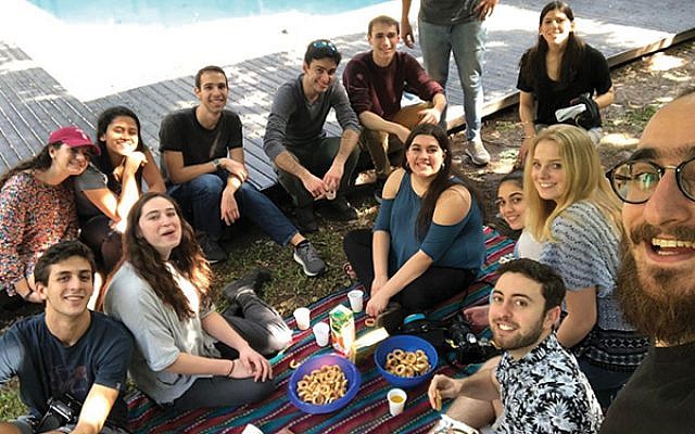 The Princeton CJL group takes a break from touring at Hillel Argentina in Buenos Aires. Photo by Julie Roth