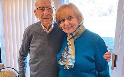 Mal Sumka, with his wife Myra in their Montville home, talked about his long career as a teacher of children and adults. Photo by Johanna Ginsberg