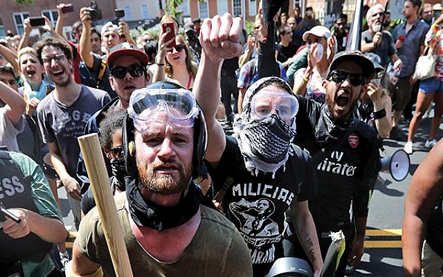Neo-Nazis and white nationalists march in Charlottesville, Va., in August 2017. Getty Images