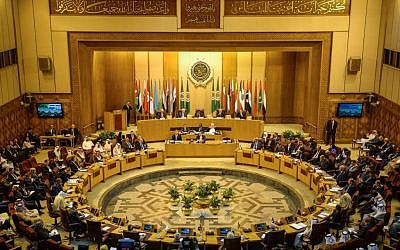 Members of the Arab League hold a meeting at the grouping's headquarters in the Egyptian capital of Cairo to discuss the latest developments in the Palestinian territories, on April 21, 2019. Getty Images