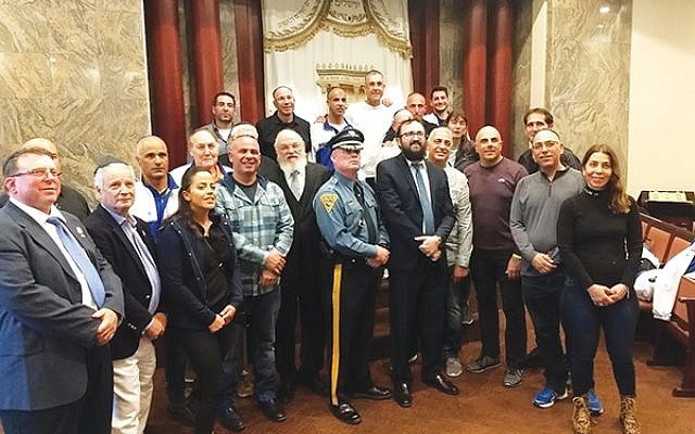 Israeli police officers joined community members and local law enforcement at Rutgers Chabad on the first night of their 250-mile bicycle ride to Washington, D.C. Photo by Debra Rubin