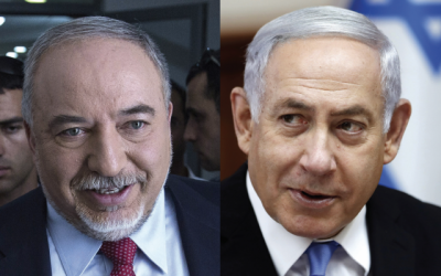Former Defense Minister Avigdor Lieberman, left, a longtime rival of Prime Minister Benjamin Netanyahu, is forcing a split on the Israeli right between secularists and the ultra-Orthodox. Getty Images