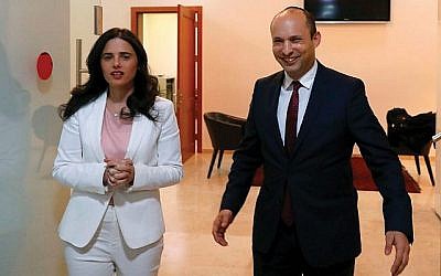 Former Justice Minister Ayelet Shaked and former Education Minister Naftali Bennett at the formation of their new party, The New Right, during a press conference in Tel Aviv. Getty Images