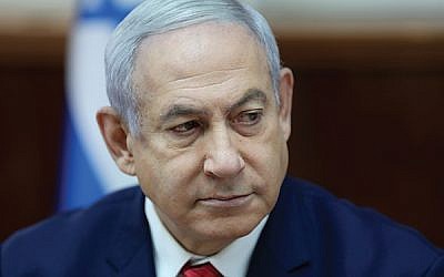 Prime Minister Benjamin Netanyahu at the weekly cabinet meeting on Sept. 8. 
ABIR SULTAN/AFP/Getty Images