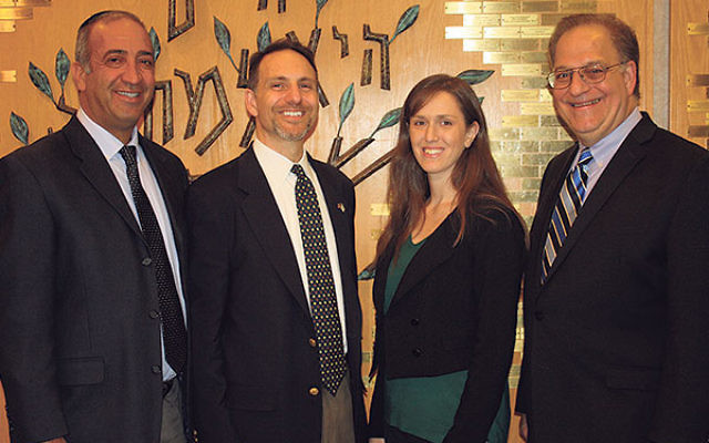 Clergy who will lead the new high school program planned for the fall by Marlboro Jewish Center and Temple Rodeph Torah include, from left, MJC education director Rabbi Ron Koas, MJC’s Rabbi Michael Pont, and TRT’s Cantor Joanna Alexander and