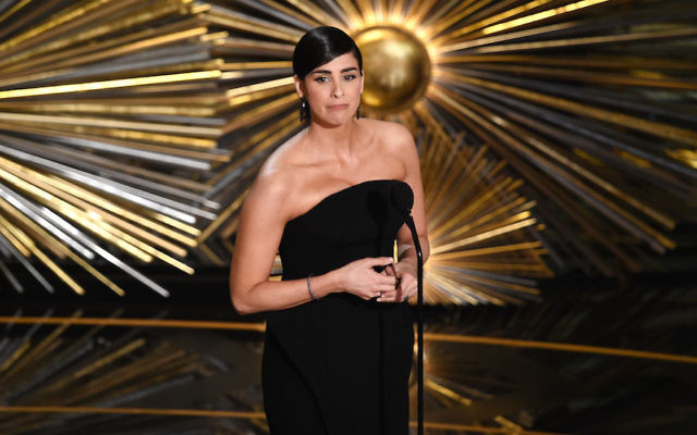 Sarah Silverman speaking at the 88th Annual Academy Awards in Los Angeles, Feb. 28, 2016. Sarah Silverman speaking at the 88th Annual Academy Awards in Los Angeles, Feb. 28, 2016.