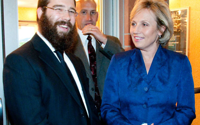 Lt. Gov. Kim Guadagno with Rabbi Laibel Schapiro of the Chabad of the Shore at its annual Hand in Hand dinner on April 25.