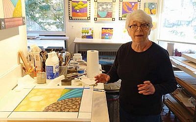 Judy Targan with a work in progress at her South Orange studio.