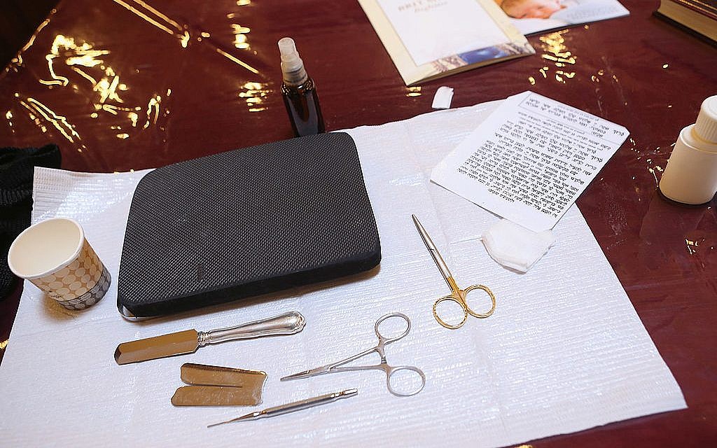 Bris instruments lie on a table ready to be used at a circumcision ceremony in Germany. Getty Images