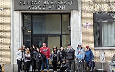 Teens from Maplewood-South Orange USY on a President’s Day trip to Philadelphia. Courtesy Sam Jacobson