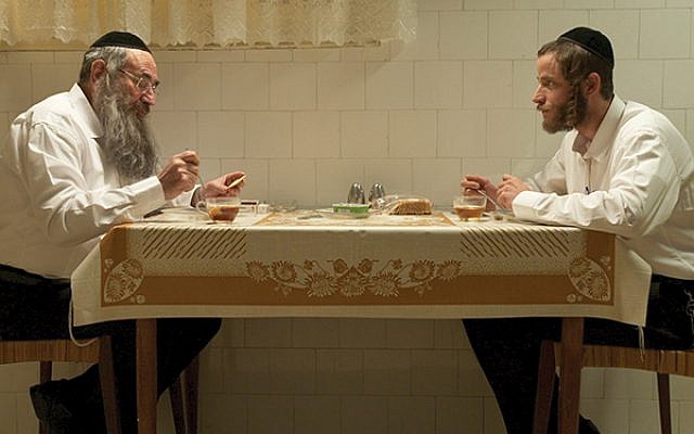 Meal ticket: Aloni, as Kive Shtisel, with Doval’e Glickman. The success of the show floored Aloni. Photo credit Ohad Romano