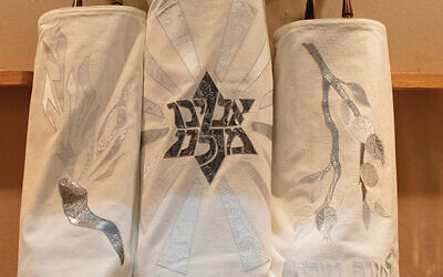 Beth Chaim’s hand-crafted High Holiday Torah covers honor Marlene Brown. Photos courtesy Congregation Beth Chaim