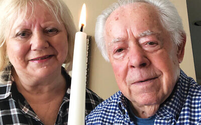 Luba and Mark Schonwetter of Livingston participate in the virtual Yom HaShoah commemoration on April 20, cosponsored by Jewish Federation of Greater MetroWest NJ and Kean University.
