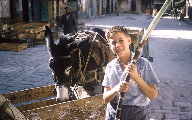 Barry Wadler and a donkey are in Jerusalem in 1961.