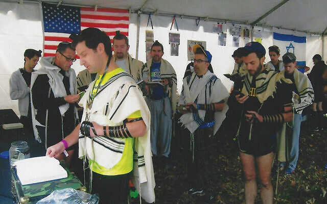 The NYC Marathon Minyan in 2017. (All photos courtesy Peter Berkowsky) The NYC Marathon Minyan in 2017. (All photos courtesy Peter Berkowsky)
