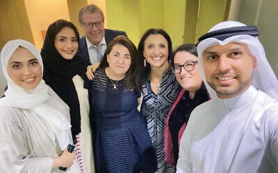 Ariella Steinreich, second from right, with some friends; from left, they are Sumaiiah Almheiri, Alanoud Alhashmi, Alex Peterfreund, Ambassador Houda Nonoo, Fleur Hassan-Nahoum, and Dr. Majid Al Sarrah