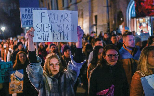 This pro-Ukraine march took place in Krakow’s Main Square on March 24, 2022. (Omar Marques/Getty Images)